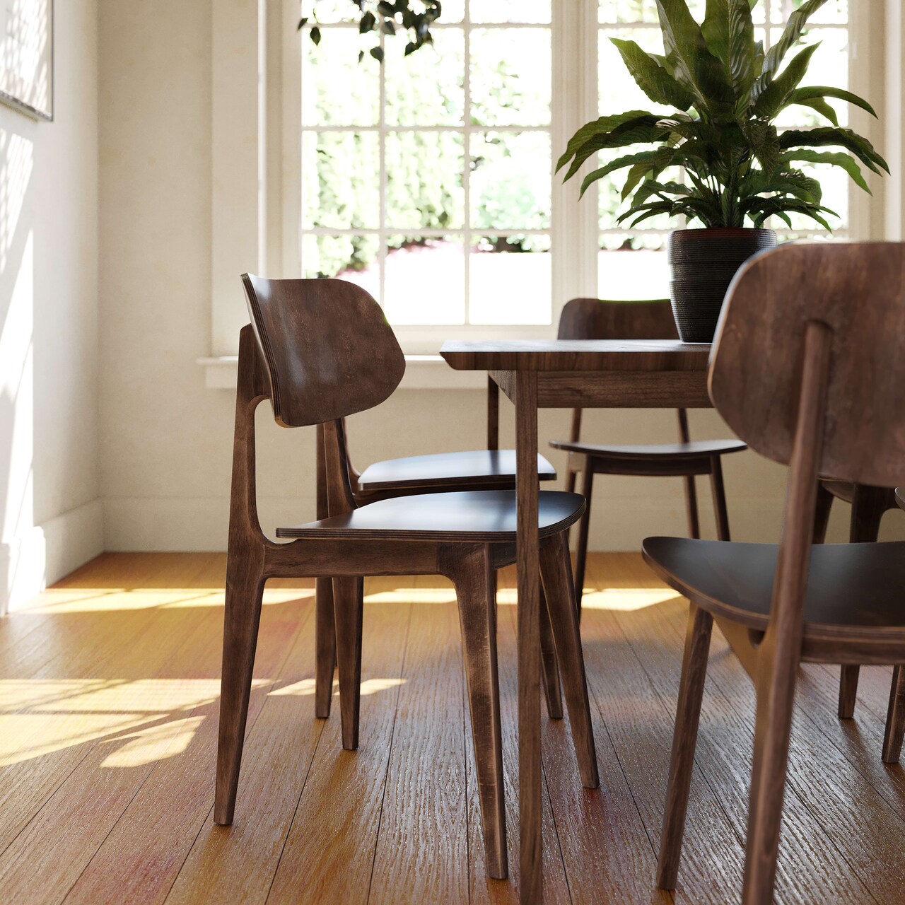 Emma and Oliver Gentry Set of 2 Solid Wood Dining Chairs with Curved Oval Backrests